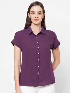 109F Purple Shirt Style Top