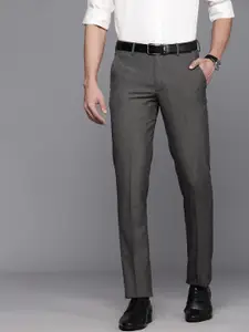 Louis Philippe Men Charcoal Grey Slim Fit Trousers