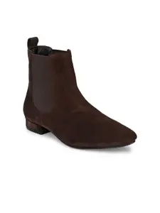 CARLO ROMANO Women Brown Suede Flat Ankle Boots