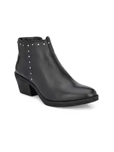 CARLO ROMANO Women Black Genuine Leather Flat Boots