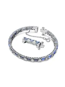 SWAROVSKI Women Silver-Toned Crystals Rhodium-Plated Cuff Bracelet
