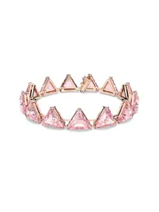 SWAROVSKI Women Rose Gold & Pink Crystals Rose Gold-Plated Bangle-Style Bracelet