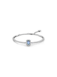 SWAROVSKI Women Silver-Toned & Blue Crystals Rhodium-Plated Charm Bracelet