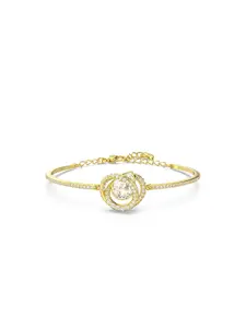 SWAROVSKI Women Gold-Toned & White Crystals Gold-Plated Wraparound Bracelet