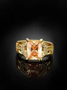 Yellow Chimes Gold-Plated Yellow Crystal Studded Finger Ring