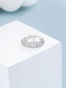 Yellow Chimes Silver-Plated White Austrian Crystal-Studded Finger Ring