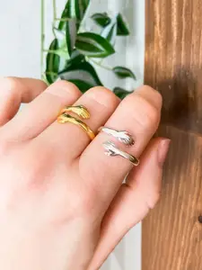 Yellow Chimes Set Of 2 Gold & Silver-Plated Finger Ring
