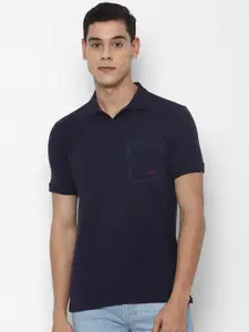 Allen Solly Sport Men Navy Blue Mandarin Collar Pockets T-shirt