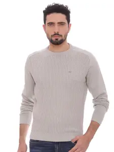 Basics Men Grey Solid Pullover