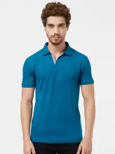 Wear Your Opinion Men Blue Polo Collar Basic PQ T-shirt