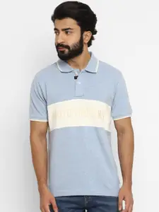 Royal Enfield Men Blue & White Striped Polo Collar T-shirt