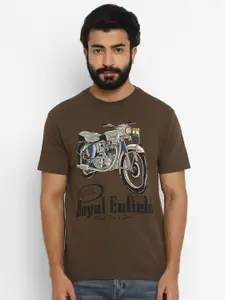 Royal Enfield Men Brown Biker Printed T-shirt