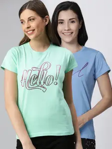 Kryptic Women Pack Of 2 Printed Pure Cotton Lounge T-Shirts