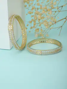 KOLHA-BY CARLTON Set of 2 Gold Plated American Diamond Handcrafted Bangles
