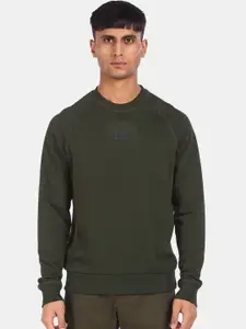 Arrow Sport Men Olive Green Printed Sweatshirt