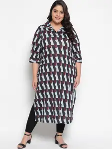 Amydus Plus Size Geometric Printed Kurta