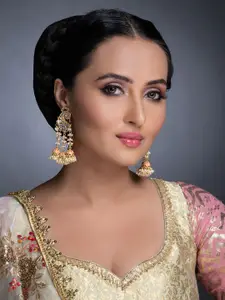 Sukkhi Peach-Coloured Contemporary Jhumkas Earrings