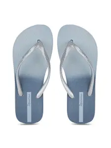 iPanema Women Blue & Gunmetal-Toned Thong Flip-Flops