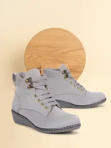 TWIN TOES Grey Block Heeled Boots