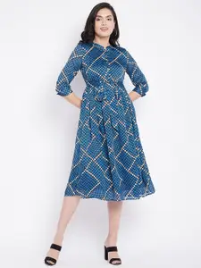 Ruhaans Women Blue Chiffon Midi Dress