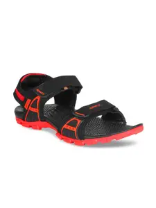 Sparx Men Black & Red Solid Floater Sandals