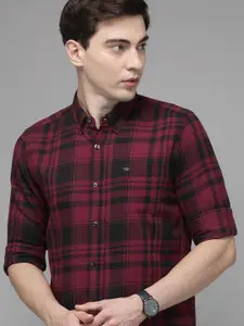 THE BEAR HOUSE Men Maroon Slim Fit Pure Cotton Checked Flannel Slim Fit Casual Shirt