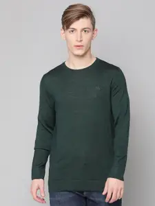 LINDBERGH Men Green Solid Round Neck Pullover