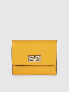 Accessorize Women Yellow Sandra Purse Three Fold Wallet