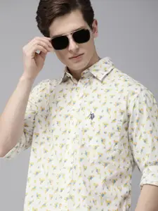 U.S. Polo Assn. U S Polo Assn Men White Tailored Fit Floral Printed Casual Shirt