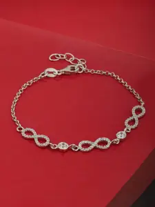 VANBELLE 925 Sterling Silver Cubic Zirconia Handcrafted Rhodium-Plated Link Bracelet