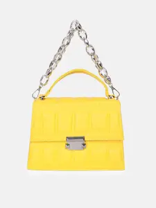 Bagsy Malone Yellow Textured PU Structured Satchel