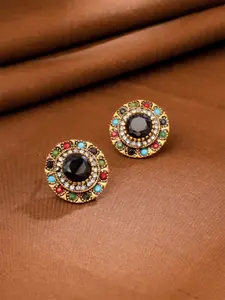 Yellow Chimes Gold-Toned Circular Studs Earrings
