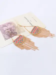 Yellow Chimes Gold-Toned Contemporary Drop Earrings