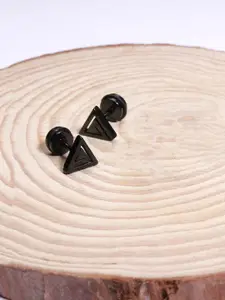 Yellow Chimes Black Triangular Studs Earrings