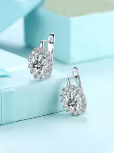 Yellow Chimes Silver-Plated & White Crystal Classic Studs Earrings