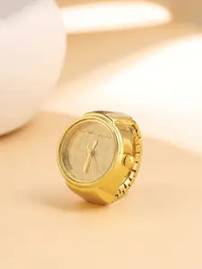 Yellow Chimes Stainless Steel Gold Dial Analog Stretchable Watch Ring