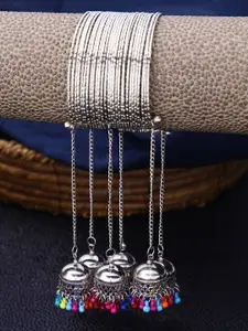 Yellow Chimes Women Silver Oxidised Jhumki Latkan Bangles