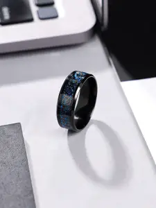 Yellow Chimes Men Blue Silver-Plated Finger Ring