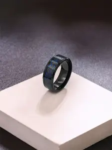 Yellow Chimes Men Black Stainless Steel Dragon Finger Ring