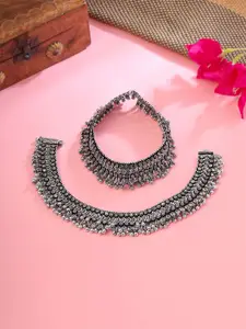 Yellow Chimes 2 PCs German Silver Oxidised Anklets