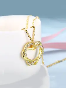Yellow Chimes Yellow Chimes  Gold Plated Austrian Crystal Heart Pendant