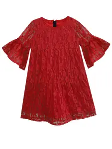 A.T.U.N. A T U N Red Lace A-Line Dress