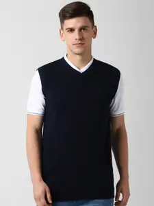 Peter England Casuals Peter England Casuals Men Navy Blue Acrylic Cardigan