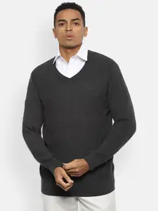 Van Heusen Men Grey Pure Cotton  Sweater Vest