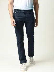 RARE RABBIT Men Navy Blue Slim Fit Clean Look Mid Rise Stretchable Jeans