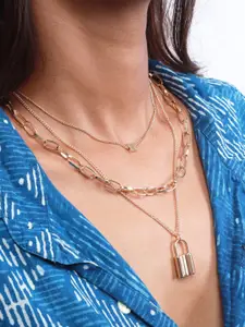 Ayesha Lock & Cube Layered Necklace