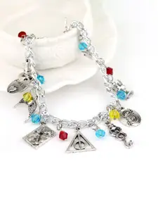 Yellow Chimes Yellow Chimes Women Silver-Toned & Blue Rhodium-Plated Charm Bracelet
