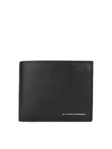 Louis Philippe Men Black Textured Leather Two Fold Wallet