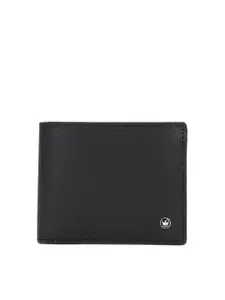 Louis Philippe Men Black Textured Leather Two Fold Wallet