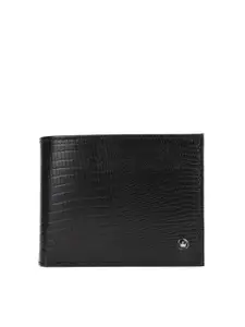 Louis Philippe Louis Philippe Men Black Textured Leather Two Fold Wallet